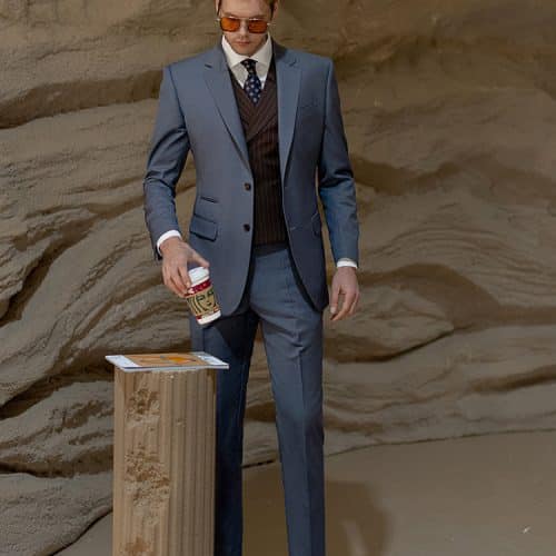 suit (3) Sophisticated Morandi Grey Blue Suit for Men – High-End Slim Fit Groom Wedding & Smart Business Formal Wear