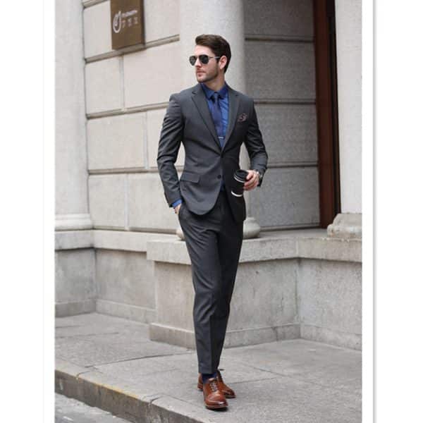 suit (3) Sophisticated British Style Dark Grey Wool Suit for Men – High-End Business Formal & Casual Yuppie Suit Set