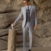 suit (3) Sophisticated Light Grey Wool Suit for Men – High-End Slim Fit Groom Wedding & Smart Business Spring/Autumn Formal Wear