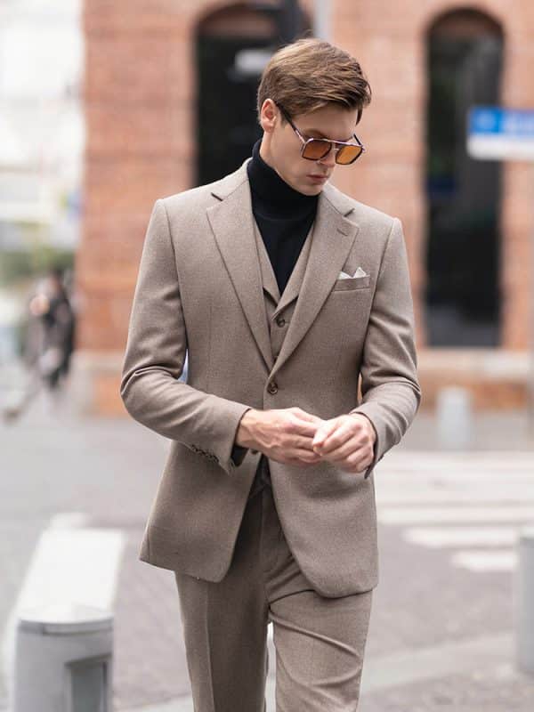 suit (3) Premium Woolen Slim-Fit 3-Piece Suit – High-End Autumn/Winter Business & Wedding Formal Ensemble