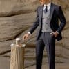 suit (3) Premium Men’s Dark Gray Wool Three-Piece Suit | Slim Fit Wedding Suit for Groom, Business & Formal Wear