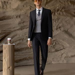 Luxury Men’s Black Wool 3-Piece Wedding Suit – Slim Fit Groom Formal Business Suit for Work & Special Occasions