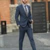 suit (3) Premium Blue Wool Suit Set for Men – Stylish Slim Fit Wedding Tuxedo & Casual Business Blazer for Spring and Fall