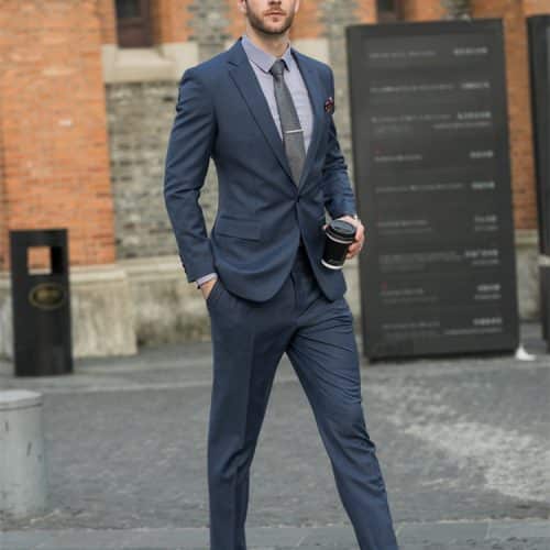 suit (3) Premium Blue Wool Suit Set for Men – Stylish Slim Fit Wedding Tuxedo & Casual Business Blazer for Spring and Fall