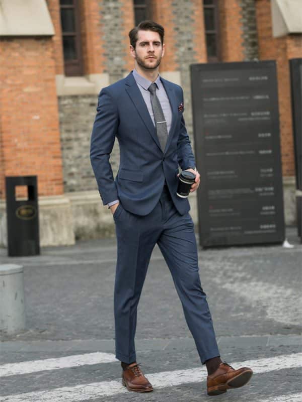 suit (3) Premium Blue Wool Suit Set for Men – Stylish Slim Fit Wedding Tuxedo & Casual Business Blazer for Spring and Fall