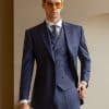 suit (3) Luxury Bespoke Navy Blue Wool 3-Piece Suit for Men – Sophisticated Slim Fit Groom Wedding & Smart Business Formal Wear