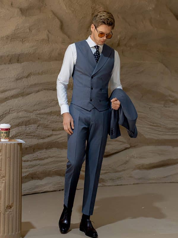 suit (4) Sophisticated Morandi Grey Blue Suit for Men – High-End Slim Fit Groom Wedding & Smart Business Formal Wear