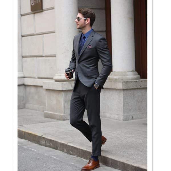 suit (4) Sophisticated British Style Dark Grey Wool Suit for Men – High-End Business Formal & Casual Yuppie Suit Set