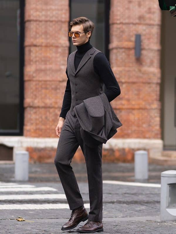 suit (4) Premium Autumn/Winter Men's Tweed Suit – High-End Smart-Casual Business 3-Piece Set