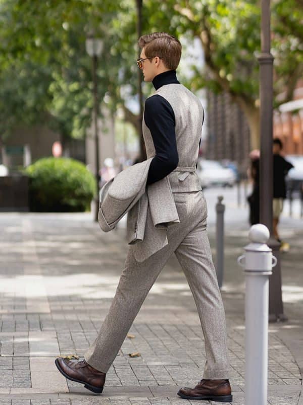 suit (4) Premium Thickened Wool Tweed 3-Piece Suit – High-End Niche Style Business & Formal Set