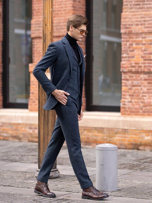 suit (4) Premium Thickened Wool Tweed 3-Piece Suit – Luxury Retro Business & Wedding Formal Ensemble