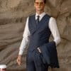 suit (4) Luxury British Style Men’s Wool Three-Piece Suit | Slim Fit Plaid Wedding Suit for Groom, Business & Formal Wear