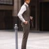 suit (4) Sophisticated British Style Brown Wool 3-Piece Suit for Men – Elegant Slim Fit Groom Wedding & Smart Casual Suit