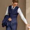 suit (4) Luxury Bespoke Navy Blue Wool 3-Piece Suit for Men – Sophisticated Slim Fit Groom Wedding & Smart Business Formal Wear
