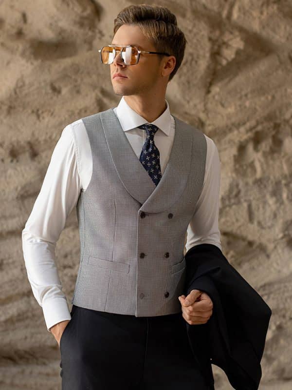 suit (5) Luxury Men’s Black Wool 3-Piece Wedding Suit – Slim Fit Groom Formal Business Suit for Work & Special Occasions