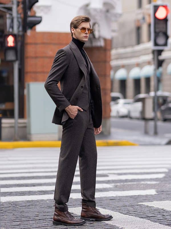 suit (5) Premium Autumn/Winter Men's Tweed Suit – High-End Smart-Casual Business 3-Piece Set