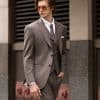suit (5) Sophisticated British Style Brown Wool 3-Piece Suit for Men – Elegant Slim Fit Groom Wedding & Smart Casual Suit