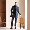 wool coat (1) British Style Haze Blue Cashmere Overcoat for Men – Premium Thickened Mid-Length Slim-Fit Winter Woolen Coat