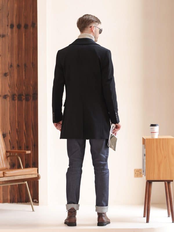 wool coat (2) British Yuppie Style Black Double-Breasted Wool Overcoat for Men – New Winter Mid-Length High-End Casual Coat