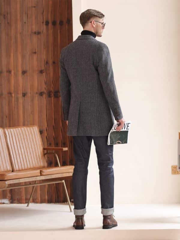 wool coat (2) Hepburn Style Slim-Fit Wool Overcoat for Men – High-End Mid-Length Winter Business Casual Coat with Ins Vibe