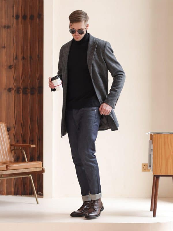wool coat (4) Hepburn Style Slim-Fit Wool Overcoat for Men – High-End Mid-Length Winter Business Casual Coat with Ins Vibe