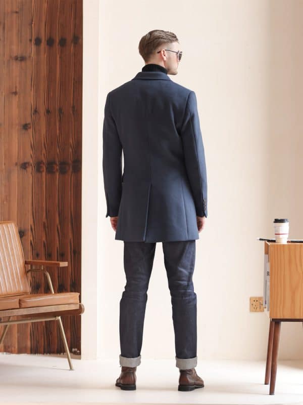 wool coat (5) British Style Haze Blue Cashmere Overcoat for Men – Premium Thickened Mid-Length Slim-Fit Winter Woolen Coat