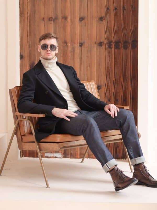 wool coat (5) British Yuppie Style Black Double-Breasted Wool Overcoat for Men – New Winter Mid-Length High-End Casual Coat