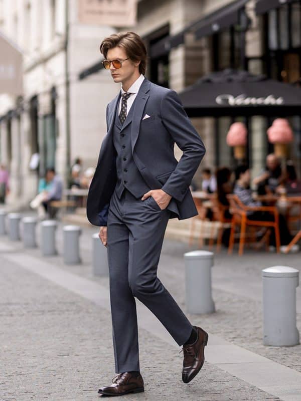 Classic British Style Wool 3-Piece Suit – Luxurious Groom & Business Commute Suit Set