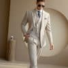 主图-01 Men’s Beige 3-Piece Wool Wedding Suit – Groom’s Formal Business Suit for Spring & Fall