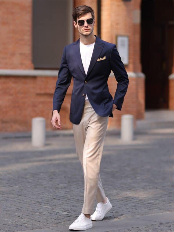 主图-01 Premium Wool Slim-Fit Men's Blazer – Versatile Solid Navy Business-Commuter Jacket
