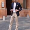 主图-02 Premium Wool Slim-Fit Men's Blazer – Versatile Solid Navy Business-Commuter Jacket