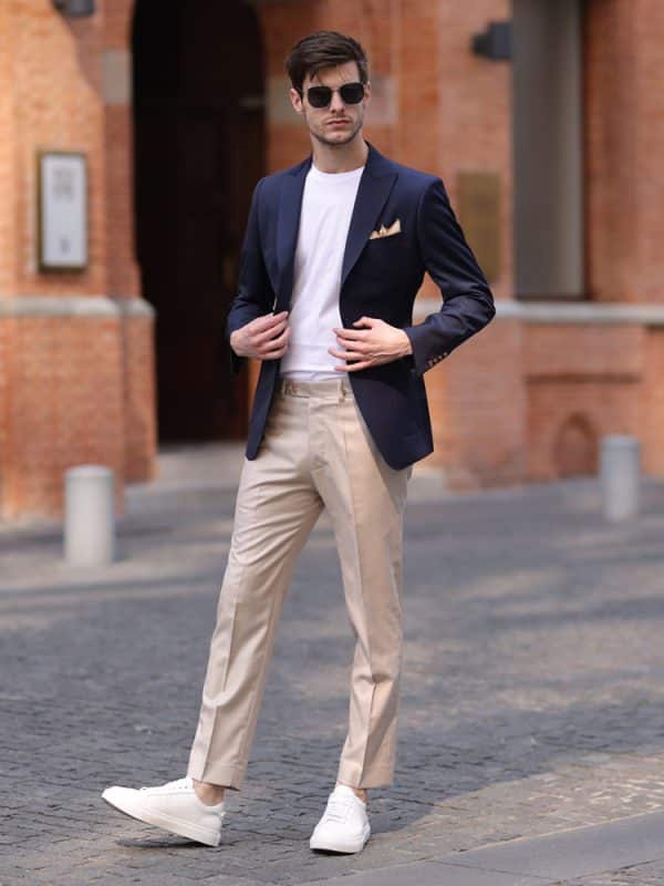主图-02 Premium Wool Slim-Fit Men's Blazer – Versatile Solid Navy Business-Commuter Jacket
