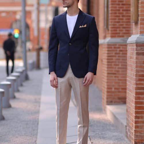Premium Wool Slim-Fit Men's Blazer – Versatile Solid Navy Business-Commuter Jacket