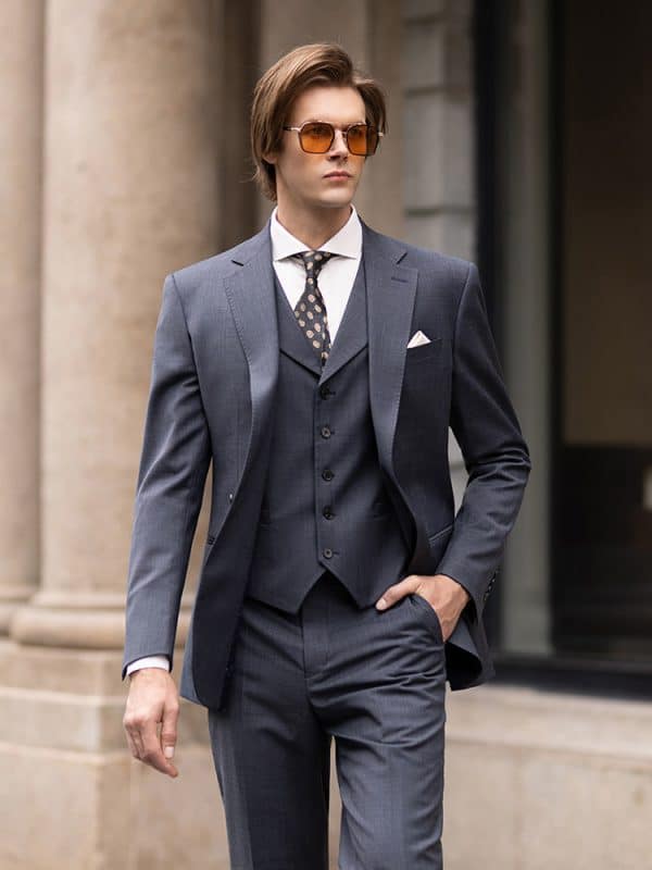 Classic British Style Wool 3-Piece Suit – Luxurious Groom & Business Commute Suit Set