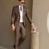 主图-04 Premium Men’s Wool 3-Piece Wedding Suit | Slim Fit Plaid Formal Suit for Groom, Prom & Special Events