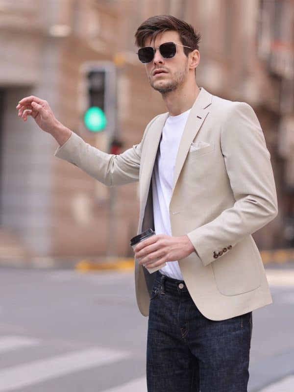 主图-04 Premium Wool Slim-Fit Men's Blazer – Sophisticated Business-Casual Suit Jacket
