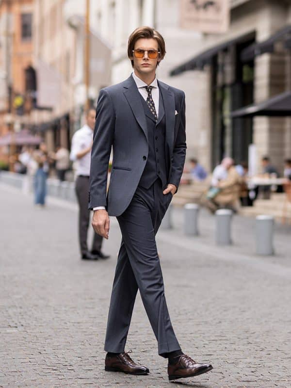 Classic British Style Wool 3-Piece Suit – Luxurious Groom & Business Commute Suit Set